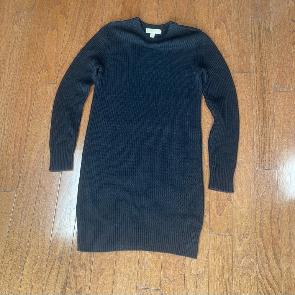 Michael Kors Thick Knit Ribbed Long Sleeve Sweater Dress Above knee Size XS Navy